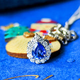 【コーンフラワー】天然サファイア 天然ダイヤモンド ネックレス