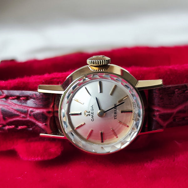 【OH済み】OMEGA オメガ TURLER チューラー ダブルネーム カットガラス 手巻き腕時計