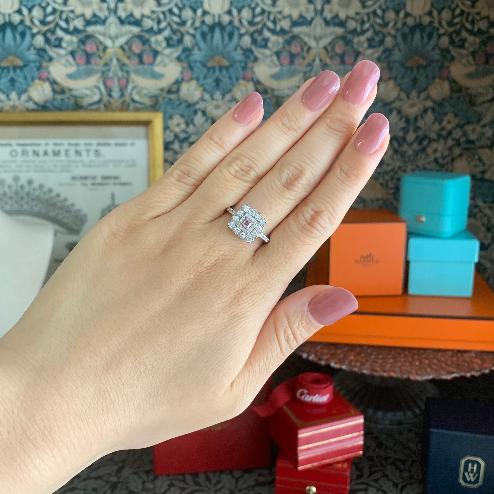 【ピンクダイヤ】天然ダイヤモンド FANCY INTENSE PINK 0.117ct プラチナリング