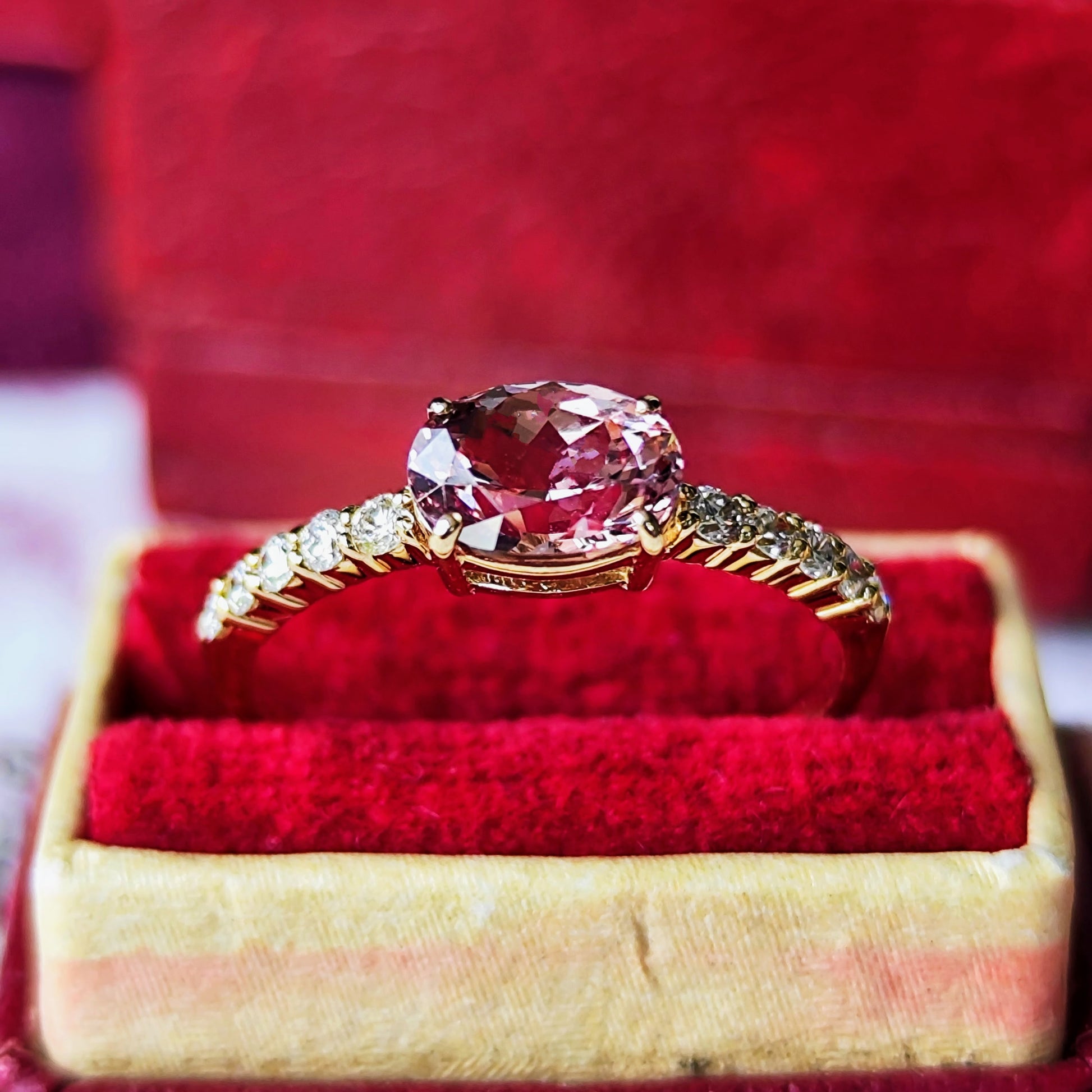 天然マラヤガーネット 1.18ct 天然ダイヤモンド リング