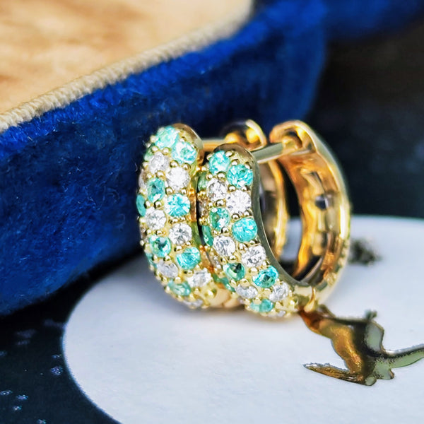 天然パライバトルマリン 天然ダイヤモンド パヴェ 18金ピアス – Mico宝飾店