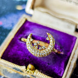 天然ダイヤモンド 月のモチーフ 18金リング