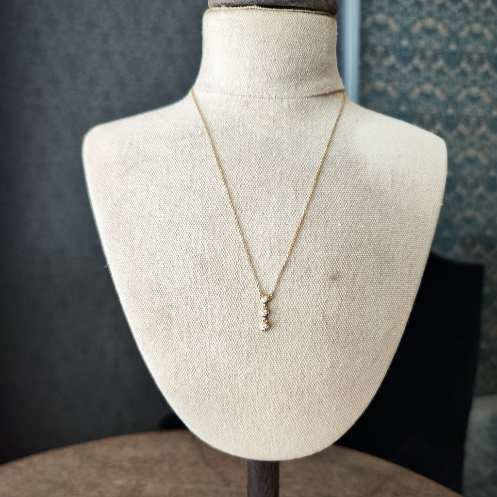 MIKIMOTO ミキモト ダイヤモンド スリーストーン ネックレス