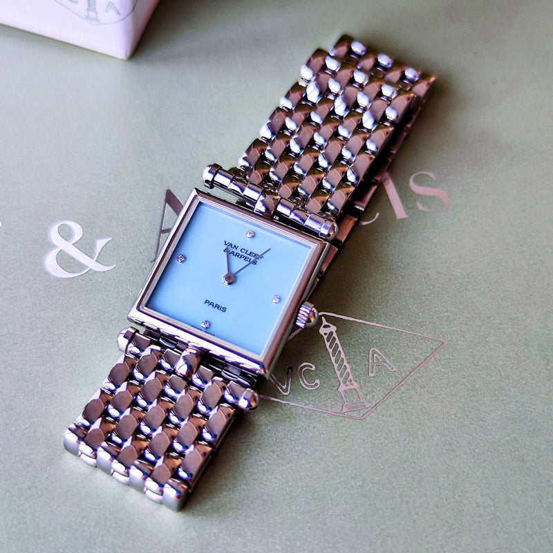 Van Cleef & Arpels ヴァンクリーフ&アーペル クラシックカレ ブルーグリーンシェル文字盤 ダイヤモンド クォーツ腕時計