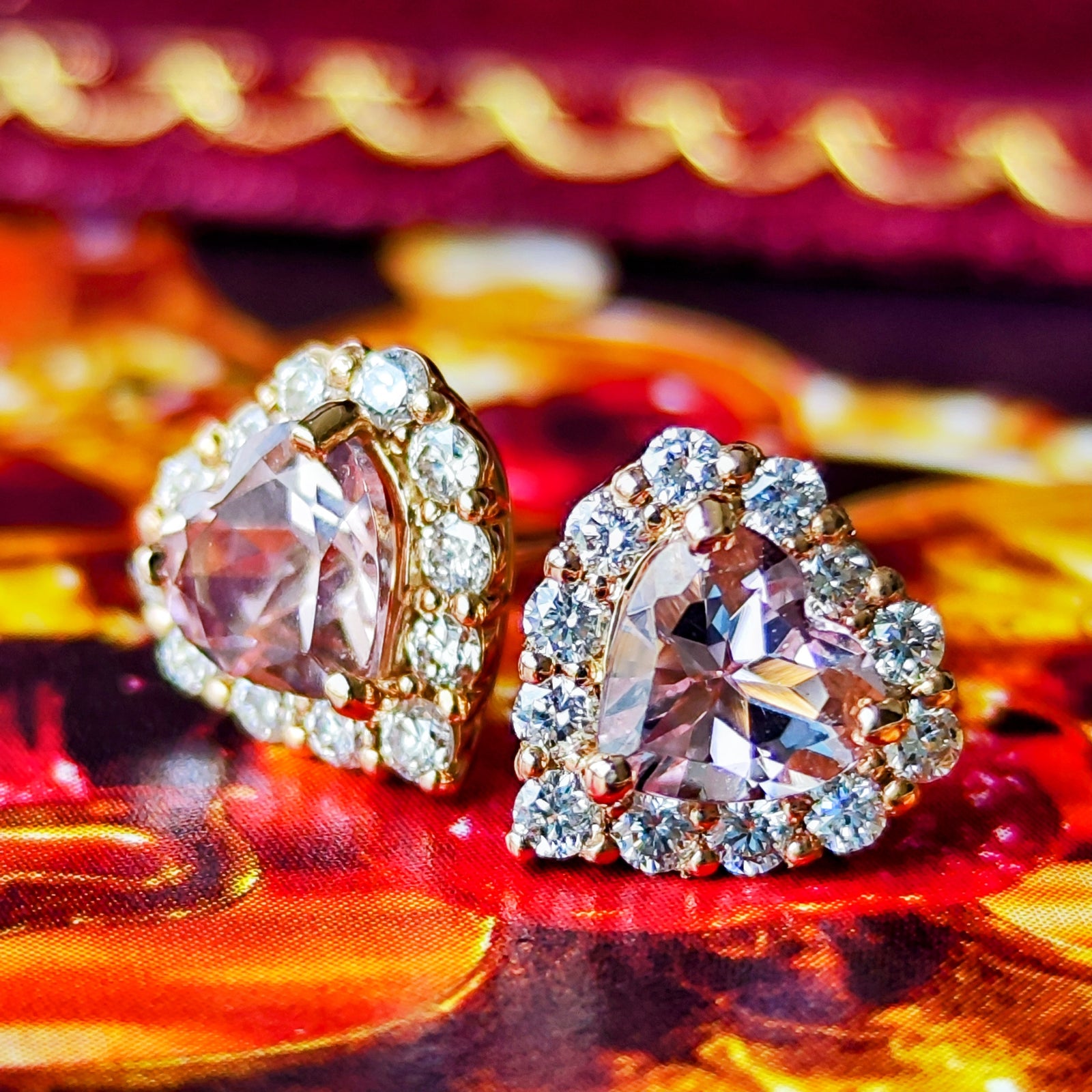 お値下げ】天然モルガナイト ハートシェイプ 天然ダイヤモンド ピアス