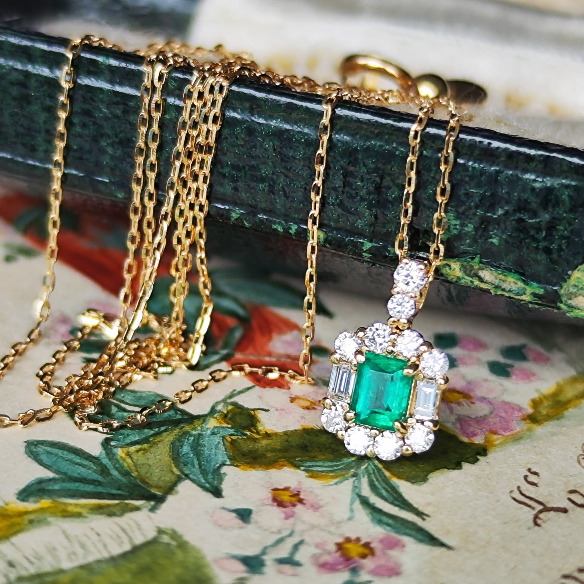 【コロンビア産】天然エメラルド 天然ダイヤモンド ネックレス