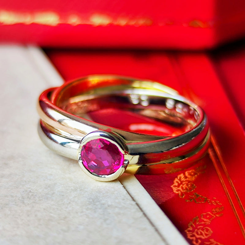 【Vintage Cartier 】カルティエ トリニティリング ルビー 18金
