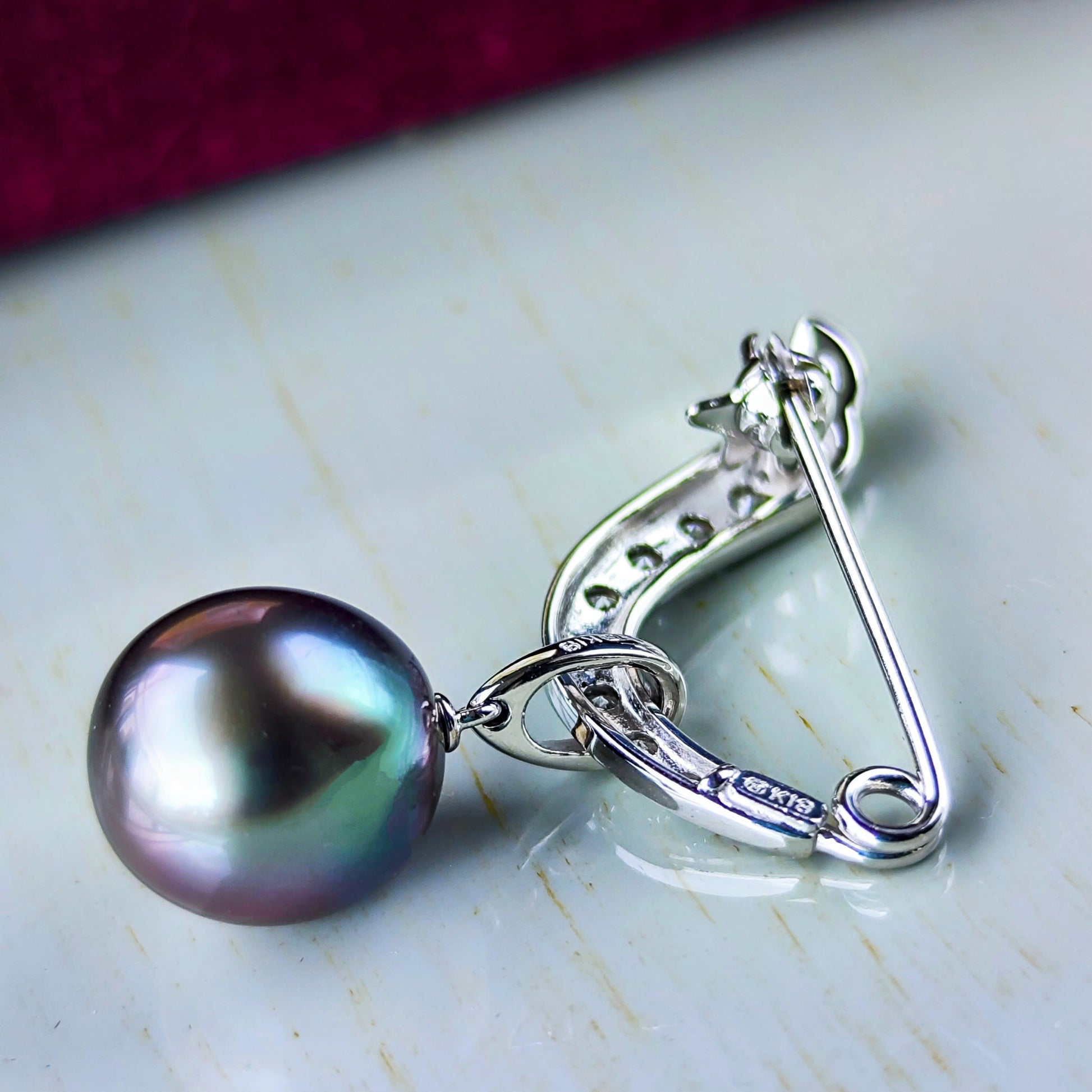 MIKIMOTO ミキモト 黒蝶真珠 ダイヤモンド ブローチ兼ペンダントトップ