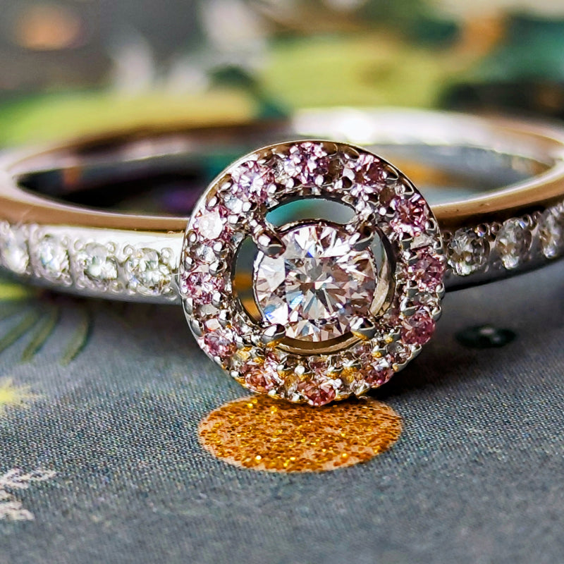 【ピンクダイヤ】TASAKI 田崎真珠 FANCY LIGHT PURPLISH PINK 18金WG リング