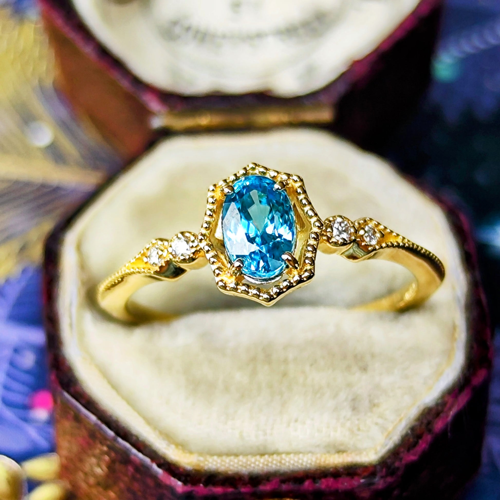 【お値下げ】天然ジルコン 天然ダイヤモンド 18金リング