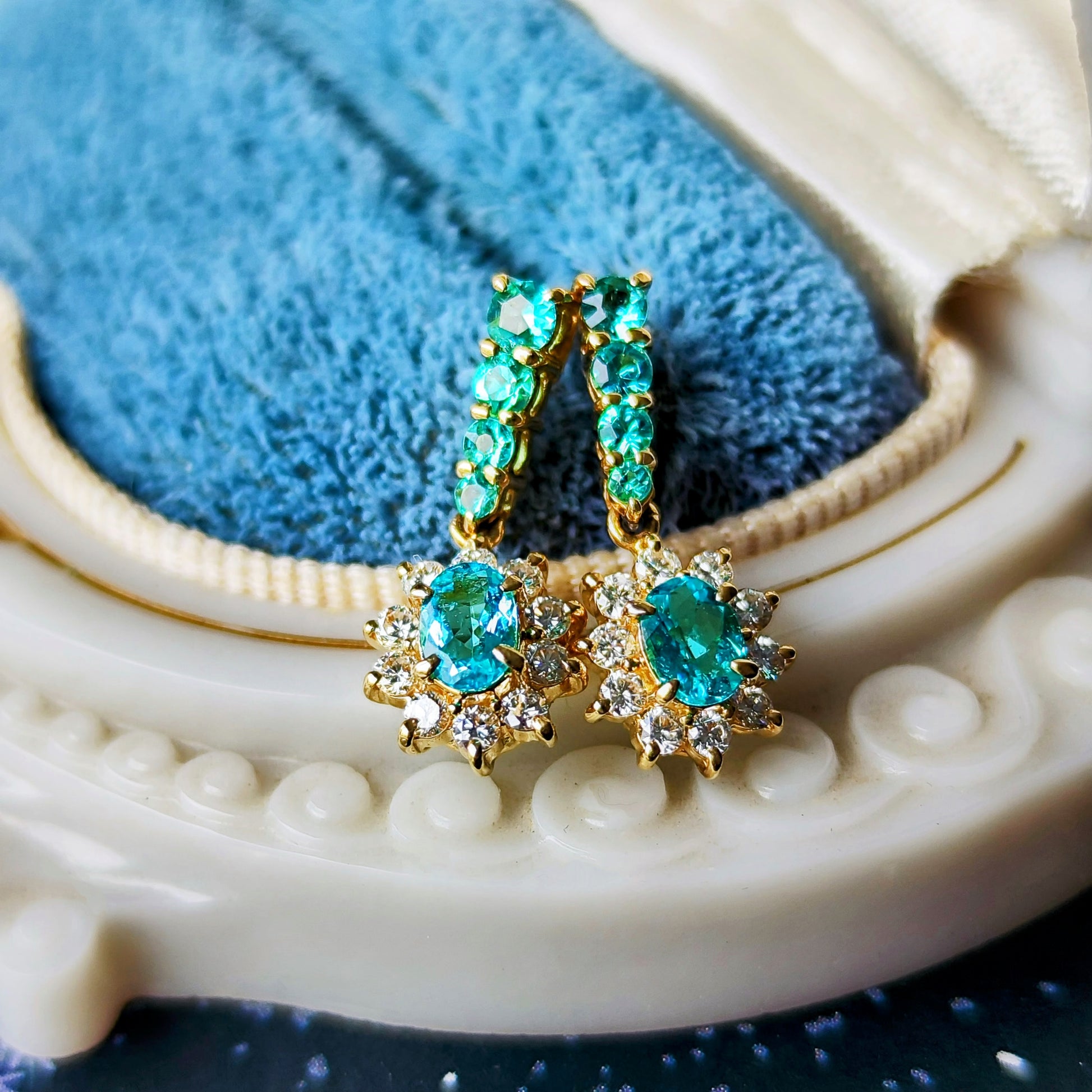 ブラジルバターリャ産 天然パライバトルマリン 天然ダイヤモンド ピアス GIA