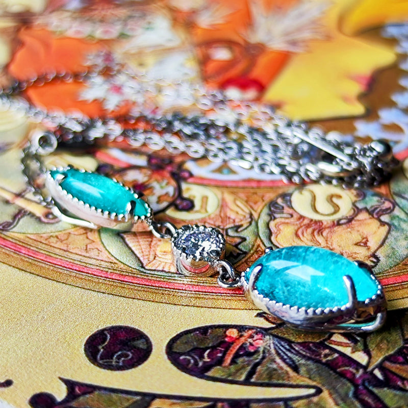 天然パライバトルマリン 天然ピンクダイヤモンド ネックレス