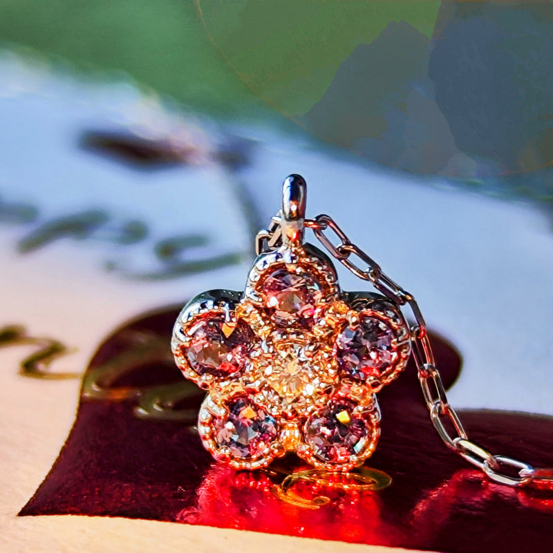 天然アレキサンドライト 天然ダイヤモンド ネックレス