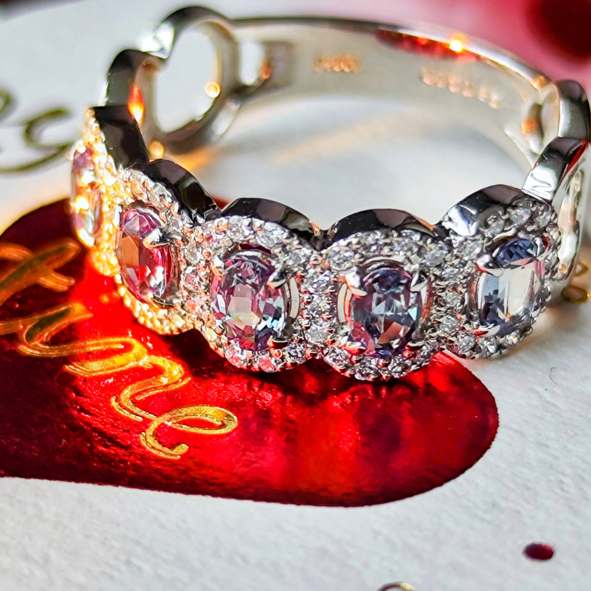 天然アレキサンドライト 0.75ct 天然ダイヤモンド プラチナリング