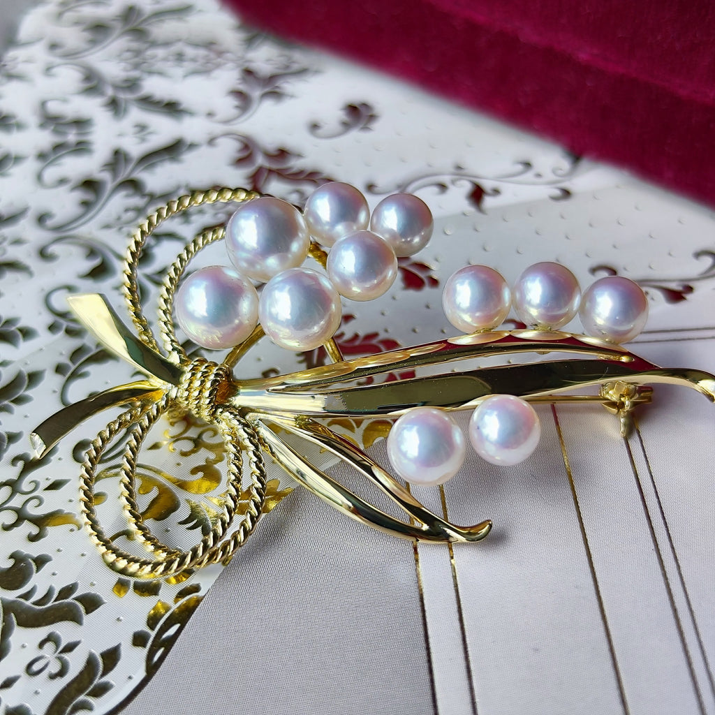MIKIMOTO ミキモト あこや真珠 18金 ブローチ