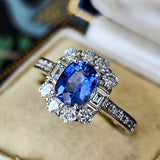 【コーンフラワー】天然ブルーサファイア 1.19ct 天然ダイヤモンド リング