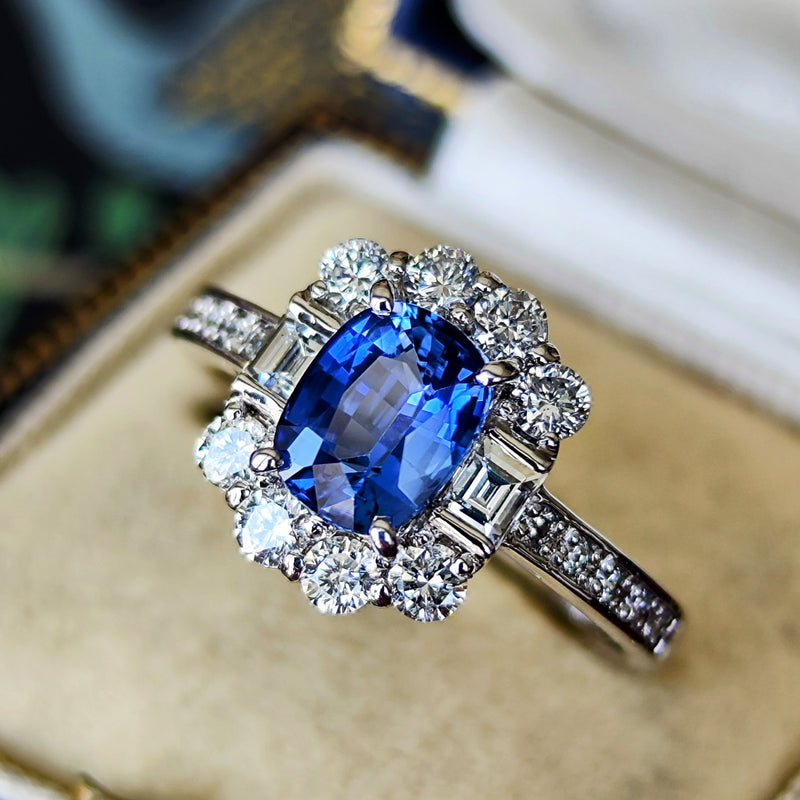 【コーンフラワー】天然ブルーサファイア 1.19ct 天然ダイヤモンド リング