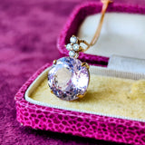 天然クンツァイト 7.10ct 天然ダイヤモンド ネックレス