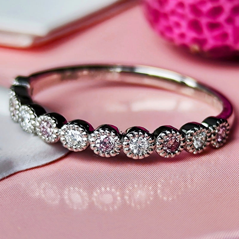 【ピンクダイヤ】天然ダイヤモンド ハーフエタニィリング プラチナ