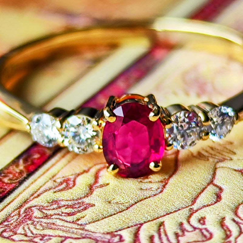 【非加熱 ピジョンブラッド】天然ルビー 天然ダイヤモンド リング