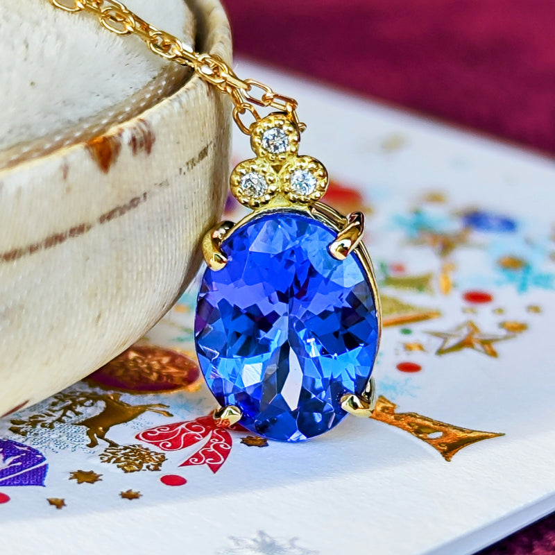 天然タンザナイト 天然ダイヤモンド ネックレス