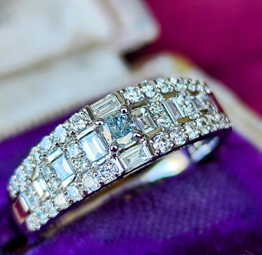 【ブルーダイヤ】FANCY GREEN BLUE SI2 0.115ct プラチナリング