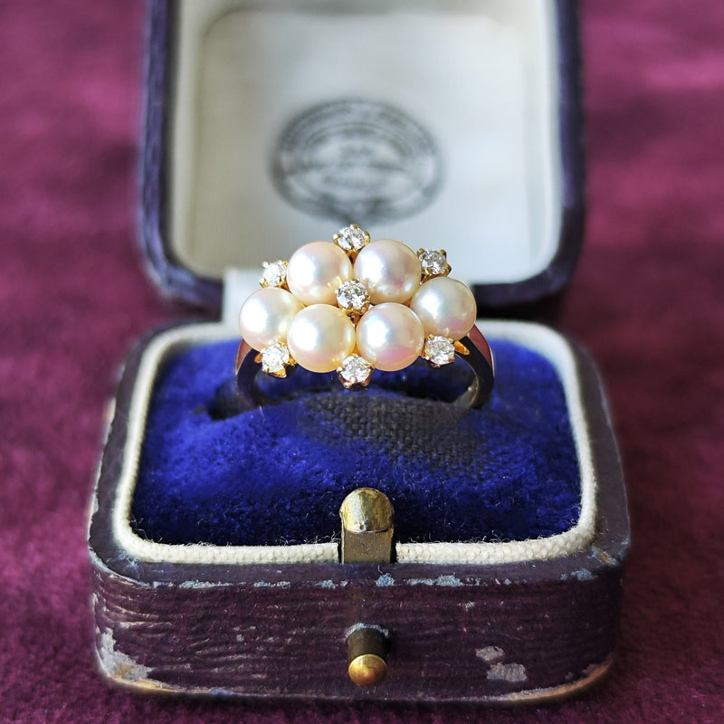 MIKIMOTO ミキモト あこやベビーパール 天然ダイヤモンド リング