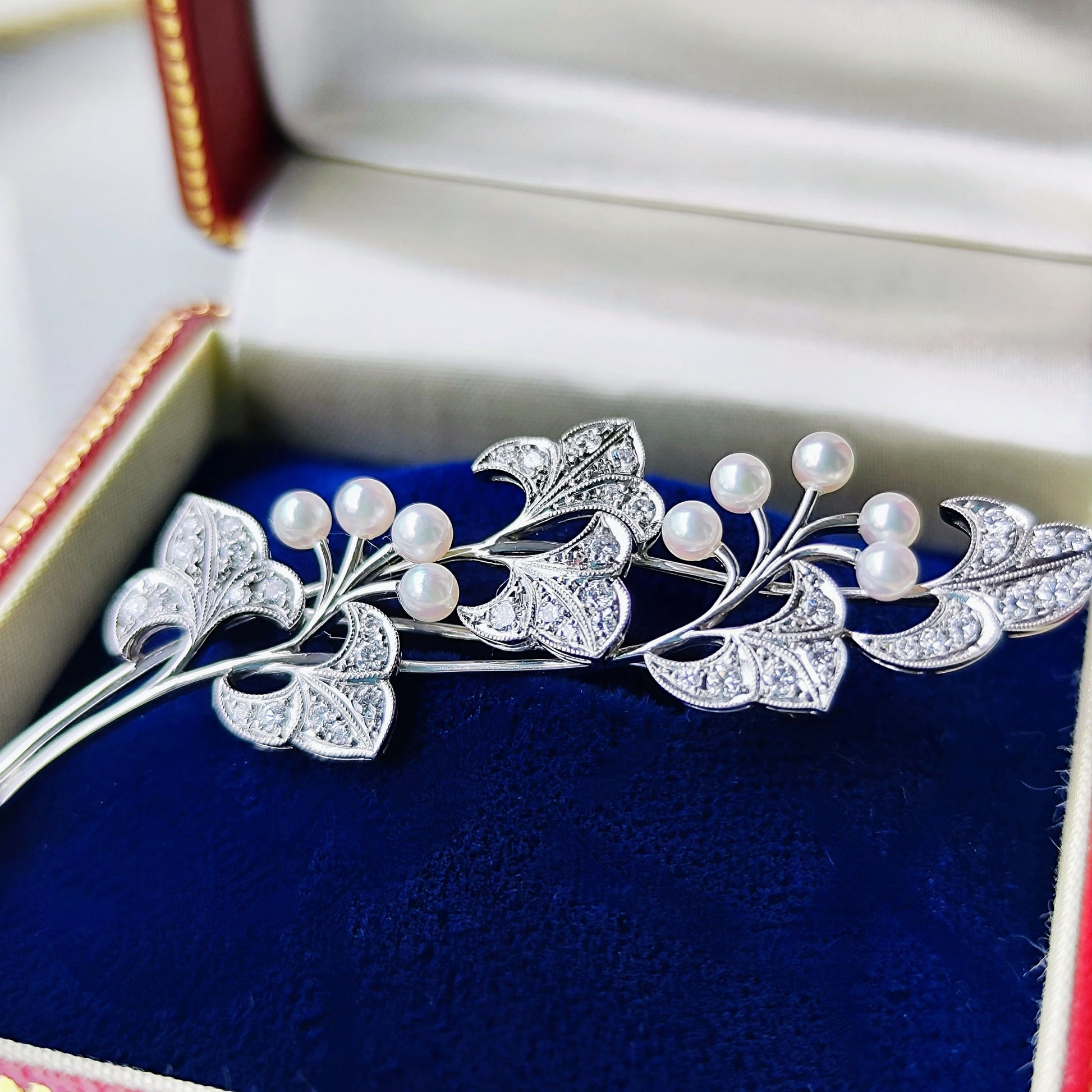 MIKIMOTO ミキモト あこや真珠 天然ダイヤモンド Ir（リジウム）ブローチ