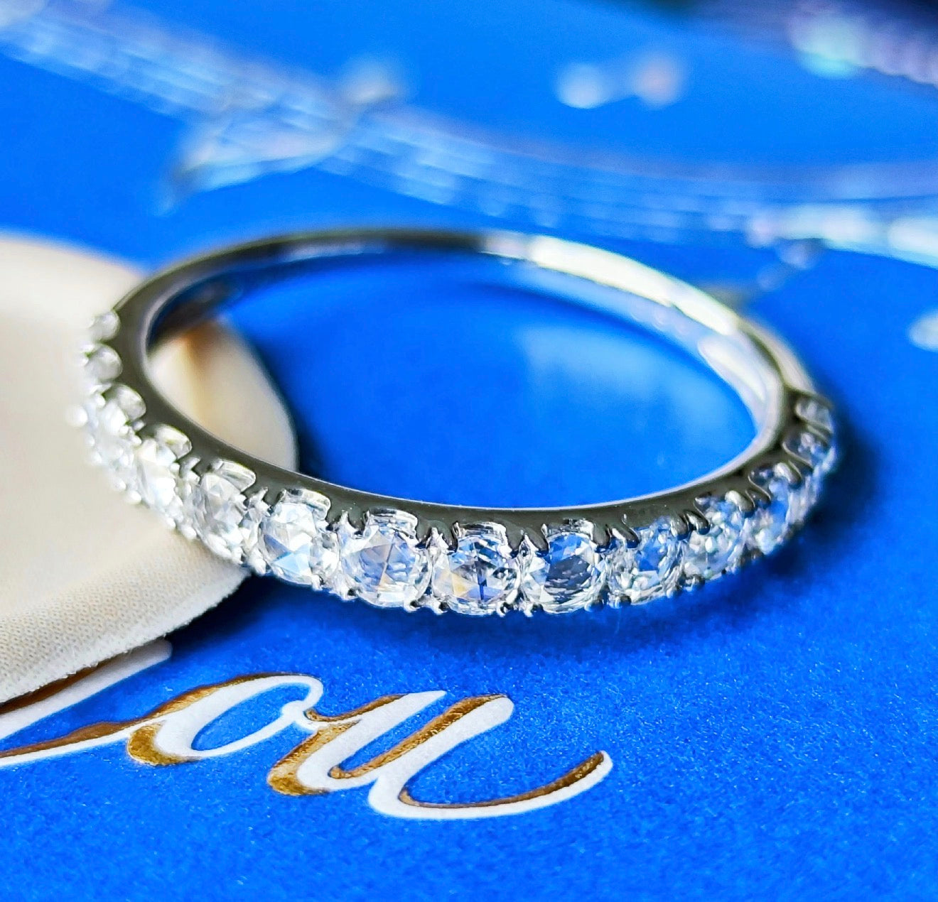 【ローズカット】天然ダイヤモンド ハーフエタニティリング プラチナ