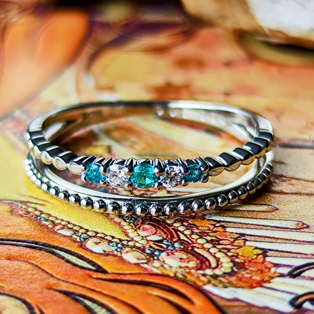 天然パライバトルマリン 天然ダイヤモンド リング