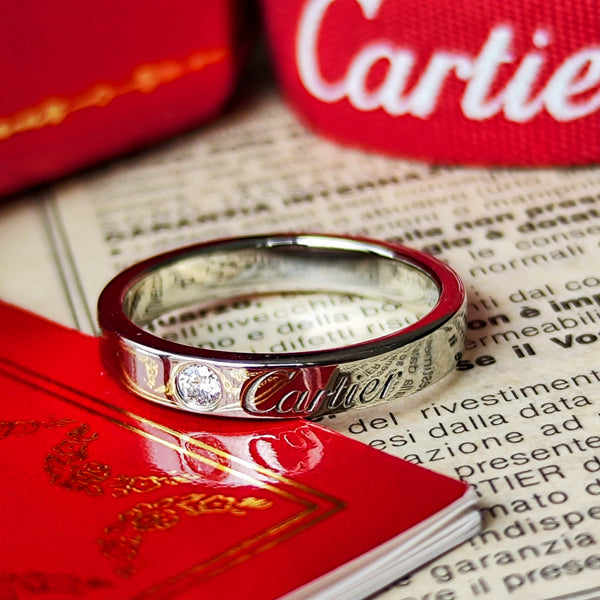 Cartier カルティエ エングレーブド ダイヤモンドリング プラチナ 8号