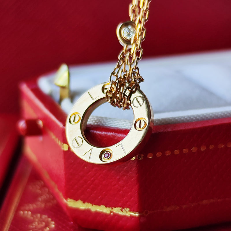 Cartier カルティエ ラブサークル ネックレス ダイヤモンド ピンクサファイア
