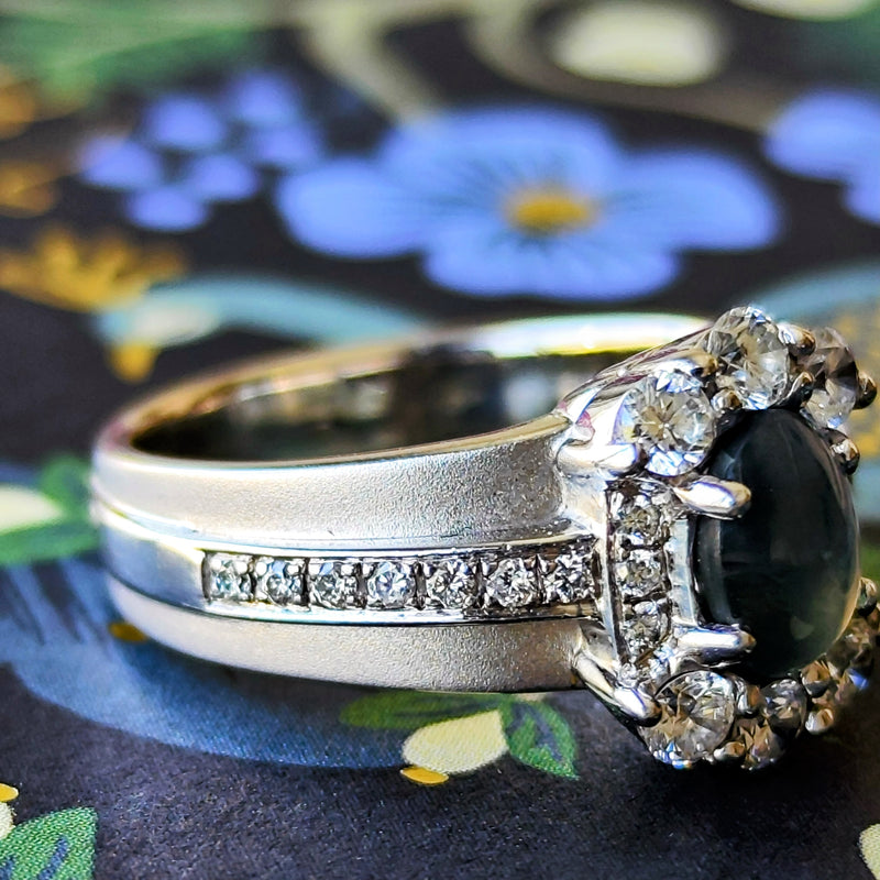 希少石 アレキサンドライト キャッツアイ リング フリーサイズ アレキサンドライトキャッツアイ 1.6ct ダイヤモンド 0.3ct