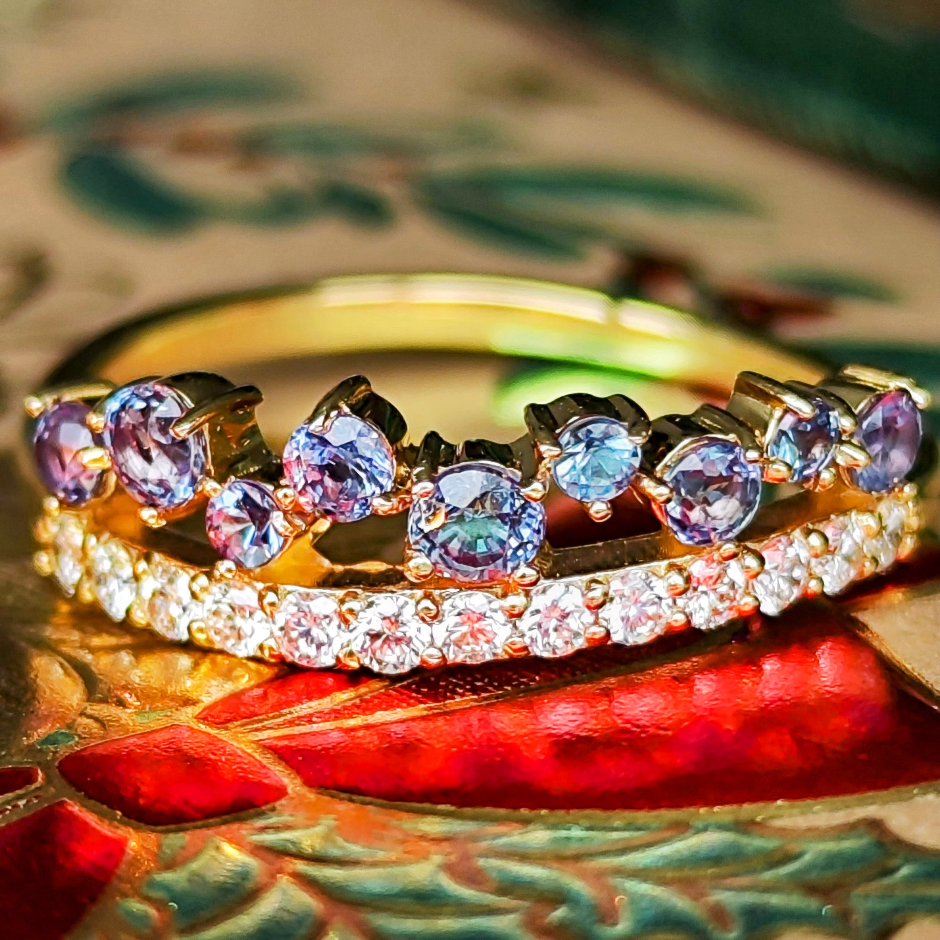 天然アレキサンドライト 0.49ct 天然ダイヤモンド リング – Mico宝飾店