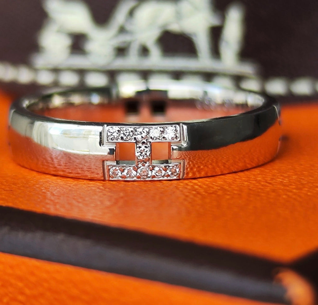 HERMES エルメス ヘラクレス ダイヤモンドリング K18WG 8号