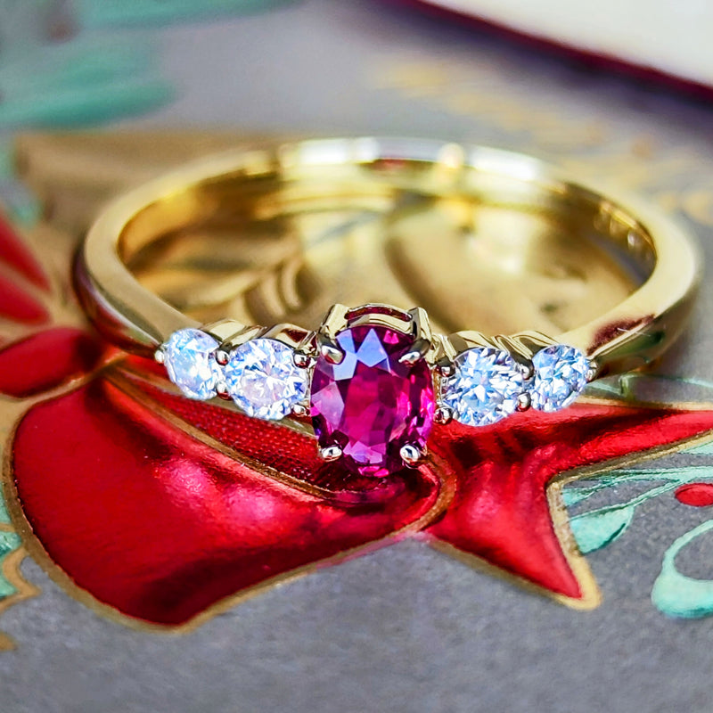 【非加熱 ピジョンブラッド】天然ルビー 天然ダイヤモンド リング