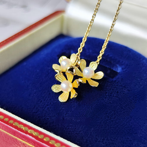 MIKIMOTO ミキモト フラワーモチーフ あこやベビーパール ネックレス