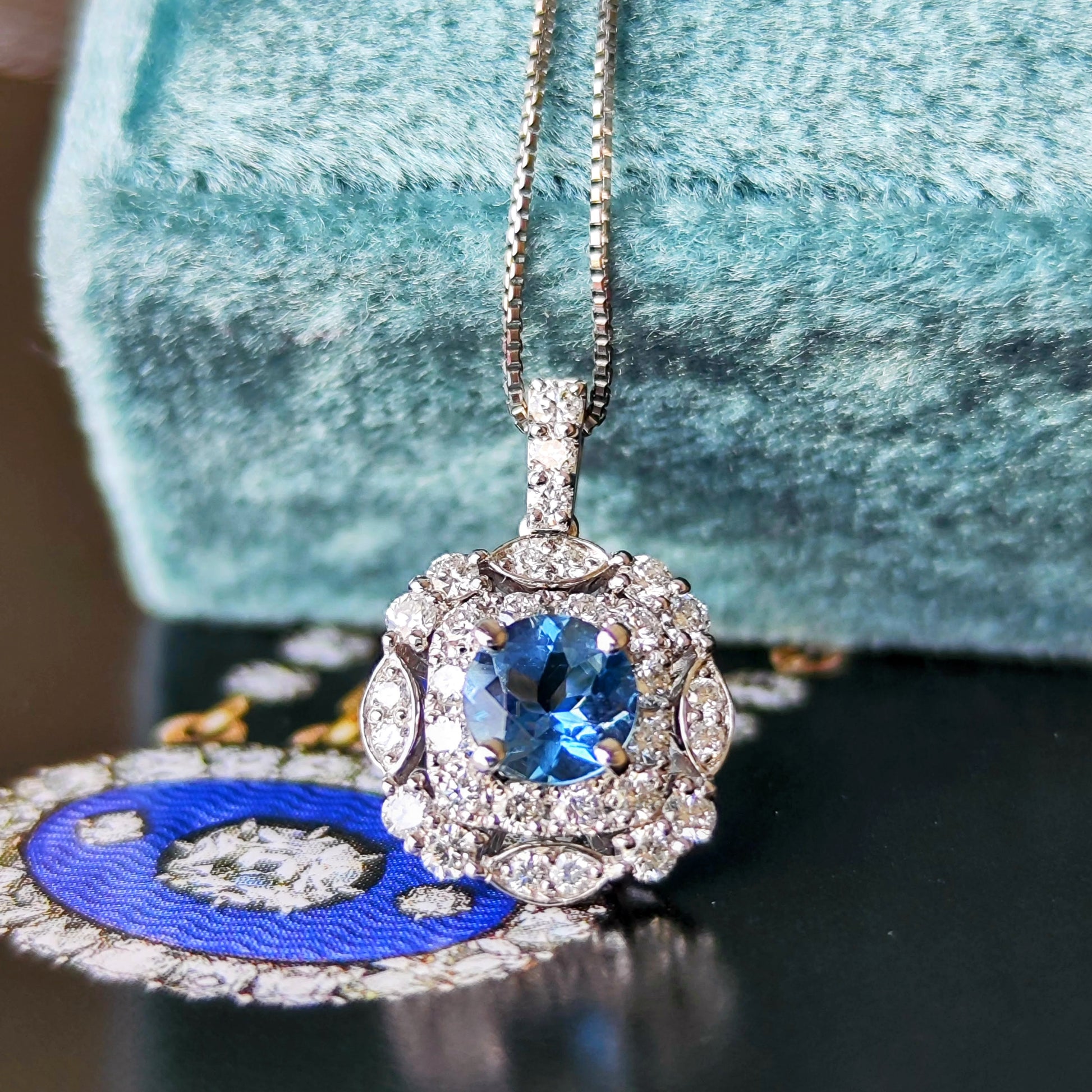 【サンタマリア】天然アクアマリン 天然ダイヤモンド ネックレス