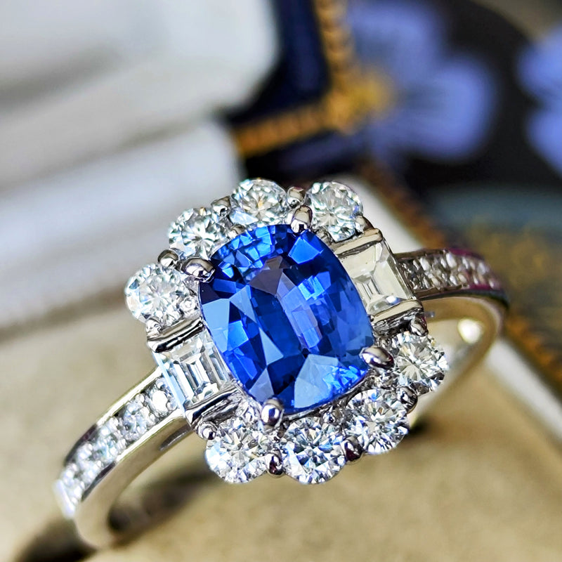【コーンフラワー】天然ブルーサファイア 1.19ct 天然ダイヤモンド リング