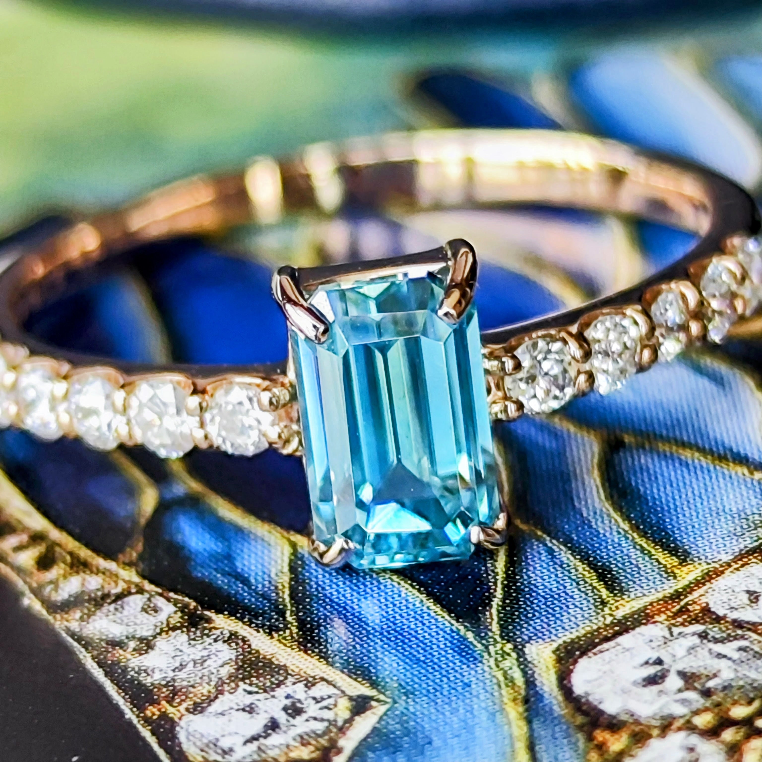 天然ブルージルコン 1.30ct 天然ダイヤモンド リング – Mico宝飾店