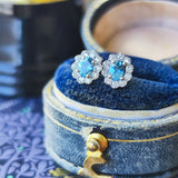 天然アクアマリン 天然ダイヤモンド ピアス