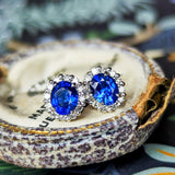 天然サファイア 天然ダイヤモンド 18金WG ピアス