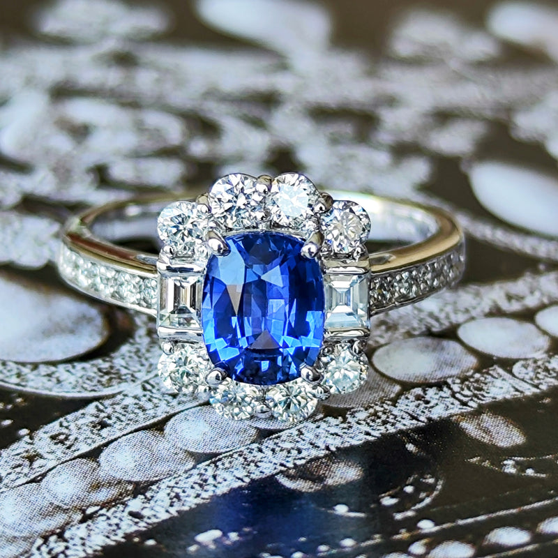 【コーンフラワー】天然ブルーサファイア 1.19ct 天然ダイヤモンド リング