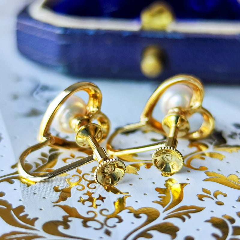 MIKIMOTO ミキモト あこや真珠 ハート型 イヤリング