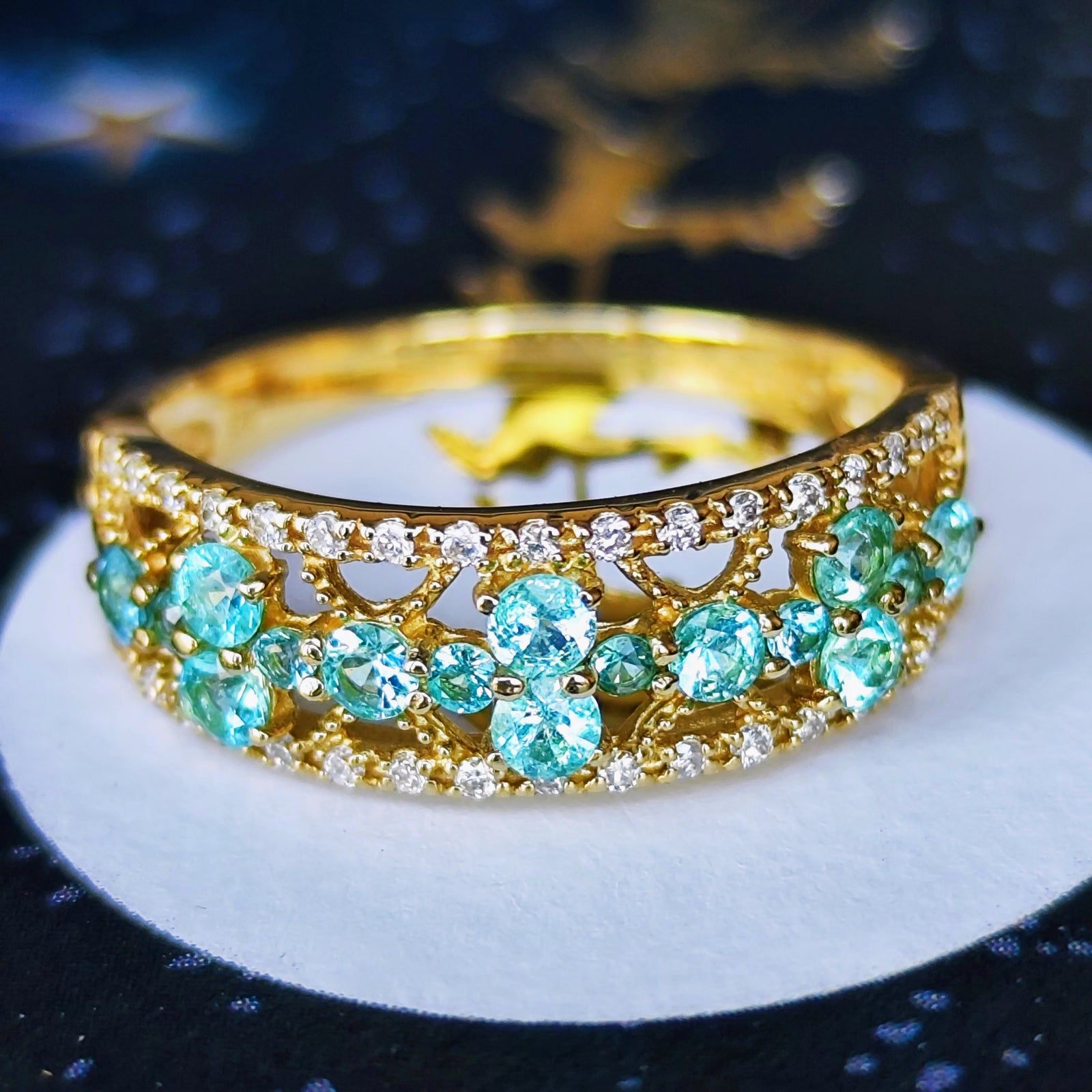 天然パライバトルマリン 天然ダイヤモンド 18金リング – Mico宝飾店