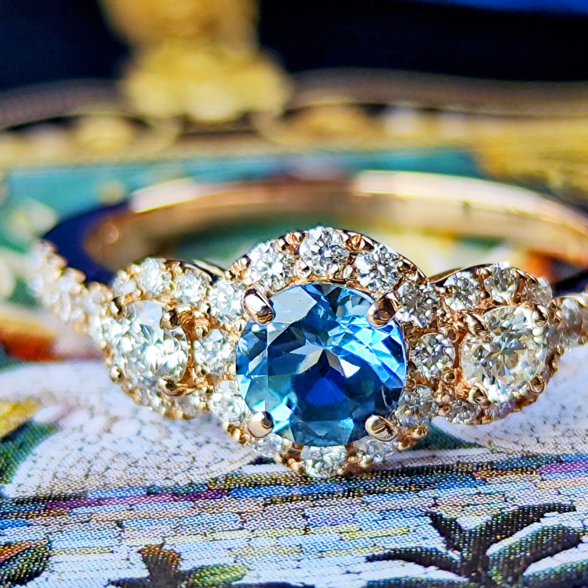 【サンタマリア】天然アクアマリン 0.47ct 天然ダイヤモンド リング