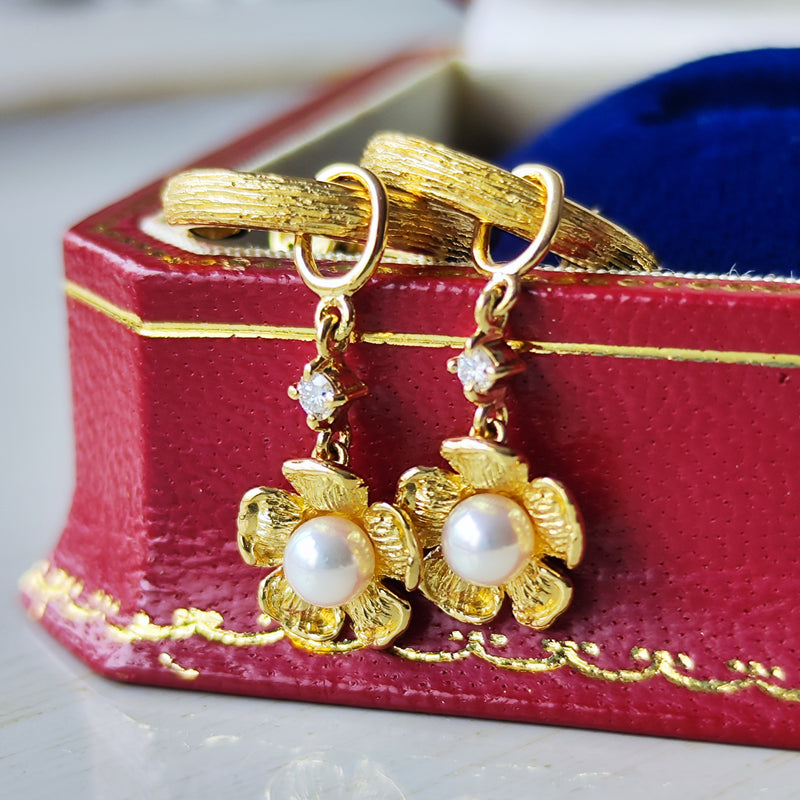 MIKIMOTO ミキモト チャーム イヤリング 18金