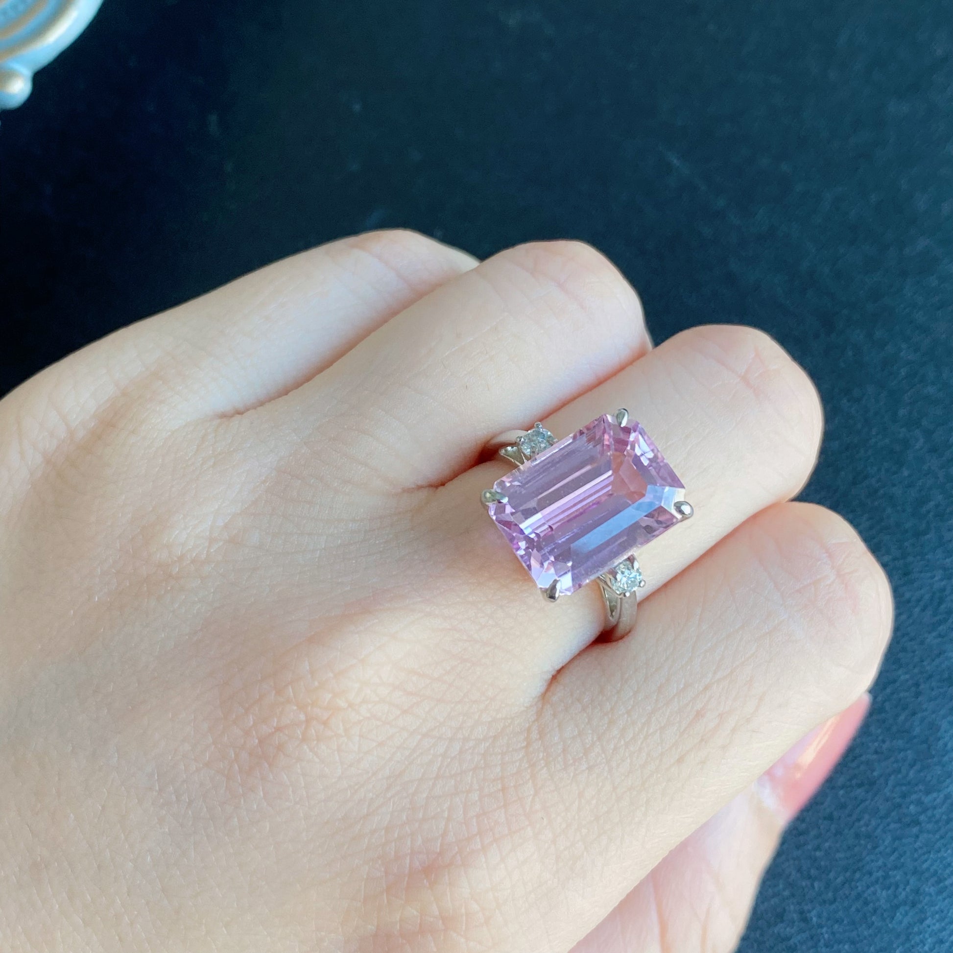 【お値下げ】8.42ct 天然クンツァイト 天然ダイヤモンド リング