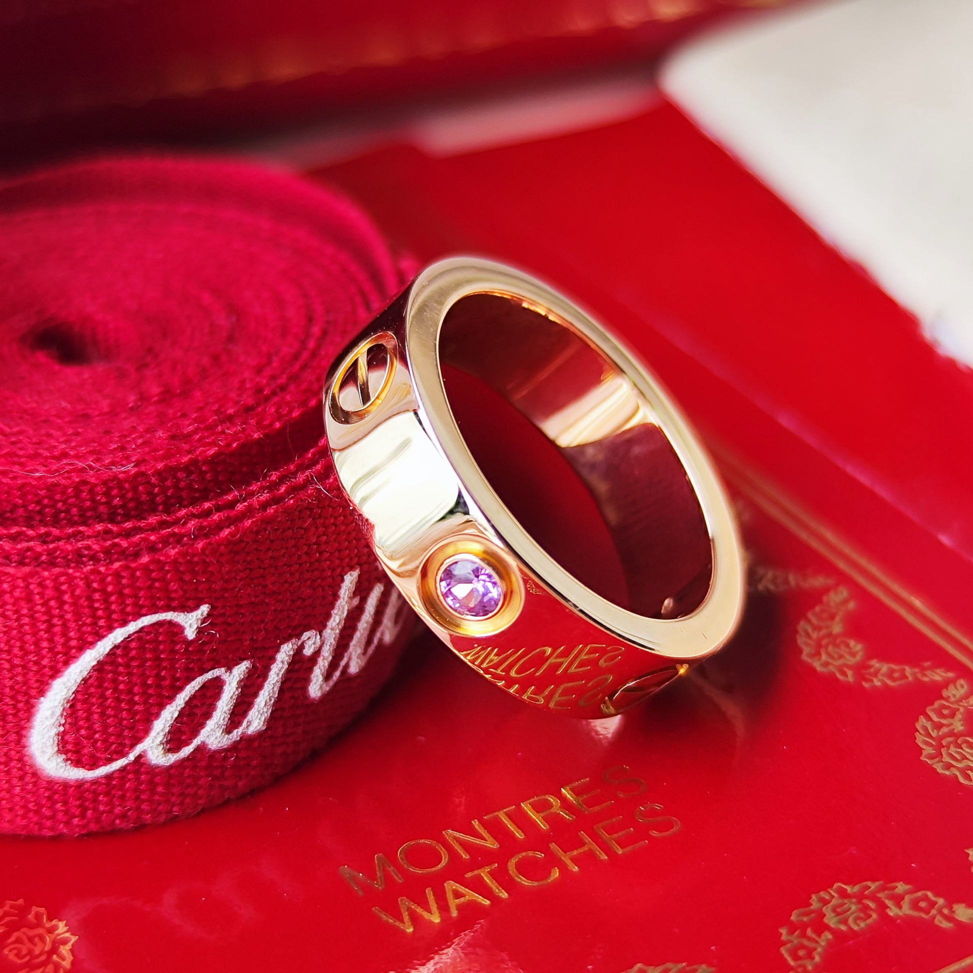 Cartier カルティエ ラブリング ピンクサファイア 18金PG 52