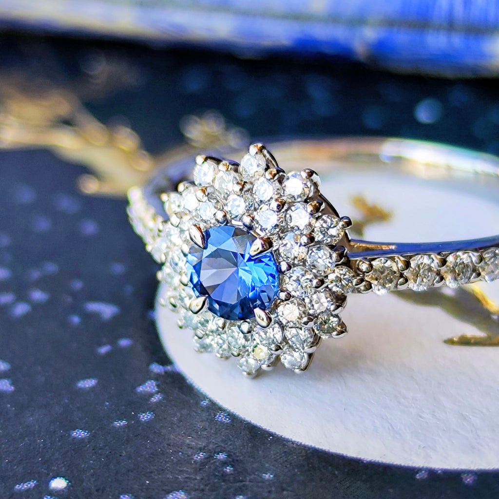 【幻のサファイア ヨーゴ渓谷】天然ブルーサファイア 0.27ct 天然ダイヤモンド リング 非加熱 GIA
